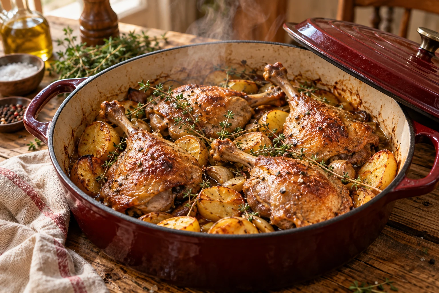 Cuisse de canard en cocotte en fonte : le bon temps de cuisson